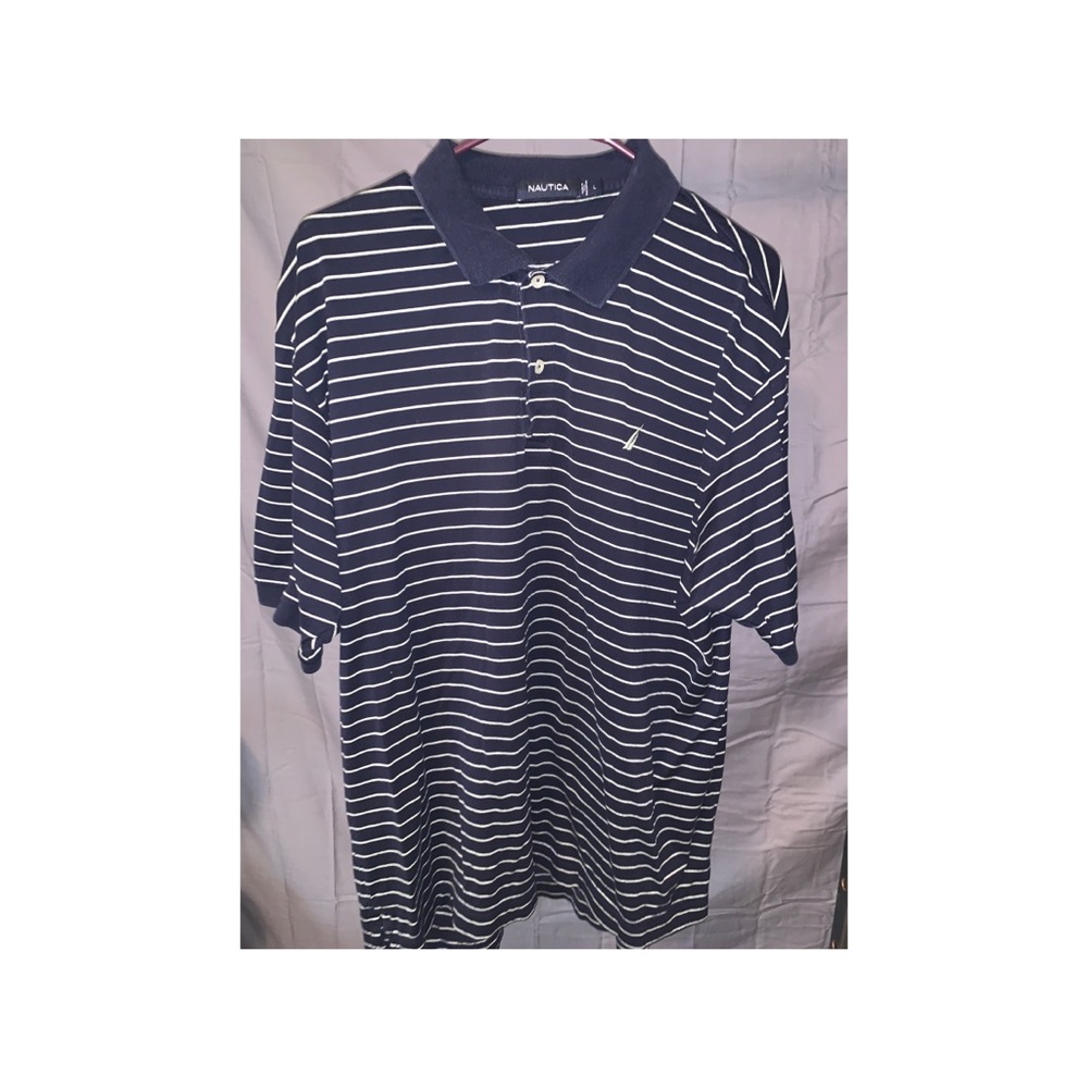 Blue striped Nautica polo shirt size large